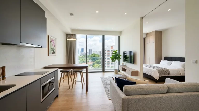 Havelock Residences studios in Sharjah modern apartment interior view